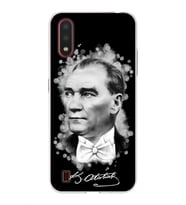 Samsung Galaxy A01 Uyumlu Kapak Atatürk Tasarımlı Şeffaf Silikon Kılıf