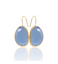 Kadir Jewellery 22 Ayar Altın Kaplama Fosil Taşlı Küpe -El İşçiliği Ve Hipoalerjenik Küpe
