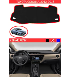 Toyota Coralla 2012-2018 Için Uygun Torpido Koruma Halısı Siyah Kenar Renk Kırmızı