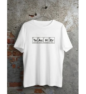 24 Kasım Kimya Öğretmeni Hediyesi Baskılı Bisiklet Yaka T-shirt - Beyaz