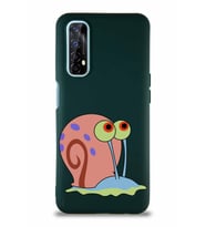 Realme 7 Soft Premier Kapak Salyangoz Gary Tasarımlı Silikon Kılıf - Yeşil (Şeffaf)