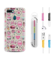 Oppo A5S A15 A16 A54 A55 A73 A74 Kılıf Kablo Koruma Spiral Silikon Donut Flamingo 1415