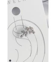Pirinç Gümüş Renk Zirkon Taşlı Yaprak Model Kıkırdak Kadın Küpe