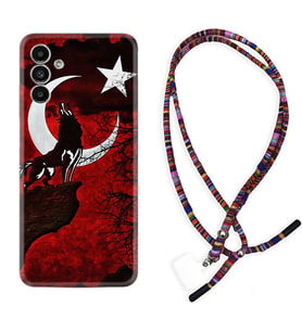 Samsung A23 A31 A32 A50 A51 A52 A53 A70 Kılıf Boyun Asklı Rasta Silikon Wolf and Moon 2 1381