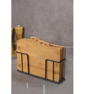 Bambu Standlı Kesme Tahtası 4lü Set - M7B11