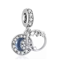 Nur Silver Hilal ve Yıldızlar Sallantılı Gümüş Charm NUR-CM00363
