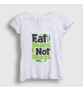 Presmono Kadın Beyaz Beans Vegan Vegetarian Vejetaryen T-Shirt 541827tt (Beyaz)