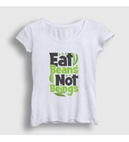 Presmono Kadın Beyaz Beans Vegan Vegetarian Vejetaryen T-Shirt 541827tt (Beyaz)