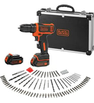 Black & Decker BDCDD12BAFC-QW 10.8V Şarjlı Matkap Vidalama – 1.5Ah Li-Ion, Taşıma Çantalı, 100 Parça Aksesuar Seti