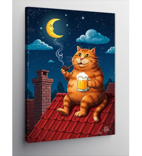 Kanvas Tablo Çatıdaki Turuncu Kedi