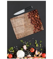 Kahve Çekirdekleri  Cam Kesme  ve Sunum Tahtası  25 Cm X 35 Cm