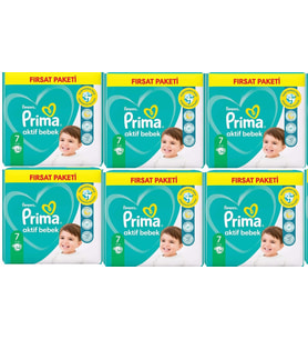 Prima Bebek Bezi Aktif Bebek 7 Beden 204 Adet XX Large Fırsat Paketi