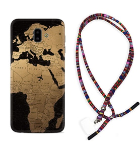Samsung J6 Plus J7 Prime J7 Pro M20 Kılıf Boyun Asklı Rasta Silikon Map Planet 1656