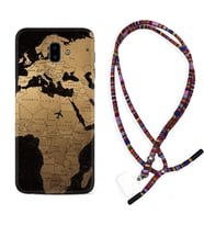 Samsung J6 Plus J7 Prime J7 Pro M20 Kılıf Boyun Asklı Rasta Silikon Map Planet 1656