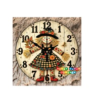 Bilge Ahşap RETRO TASARIM Dekoratif duvar Saati dijital uv baskı (Çok Renkli)