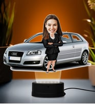 Doğum Günü Hediyesi,Sevgiliye Hediye, Kişiye Özel Fotoğraflı Audi Tasarımlı Kadın Karikatür 3D Led Lamba (Beyaz)