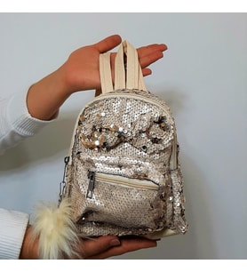 Fiyra crn Krem Pullu Kız Çocuk Sırt Çantası (16cmx20cmx10cm) (Beyaz)