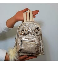 Fiyra crn Krem Pullu Kız Çocuk Sırt Çantası (16cmx20cmx10cm) (Beyaz)