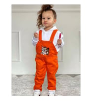 MODAVALS TOM & JERRY NAKIŞLI UNISEX KARDEŞ KOMBİN BAHÇIVAN TULUM & SWEAT SET - TURUNCU