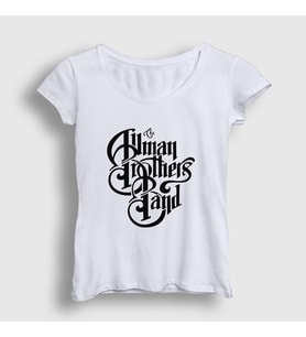 Presmono Kadın Beyaz Logo The Allman Brothers Band T-Shirt 465939tt (Beyaz)