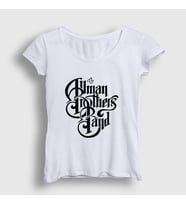 Presmono Kadın Beyaz Logo The Allman Brothers Band T-Shirt 465939tt (Beyaz)