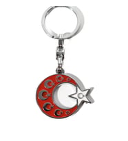 Kabartmalı Ay Yıldızlı Metal Anahtarlık