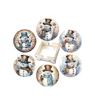 BİLGE tasarım Noel Yılbaşı Ahşap Bardak Altlığı - 6 lı set Set AHŞAP ÖZEL TASARIM KUTULU