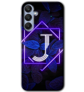 Galaxy A25 Kılıf HD Desen Baskılı Kılıf - Dark Neon Yaprak J Harfi