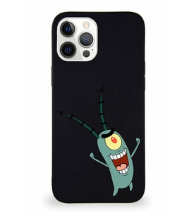 Apple iPhone 12 Pro Max Soft Premier Kapak Plankton Tasarımlı Silikon Kılıf - Siyah (Şeffaf)