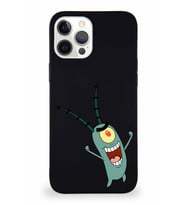 Apple iPhone 12 Pro Max Soft Premier Kapak Plankton Tasarımlı Silikon Kılıf - Siyah (Şeffaf)