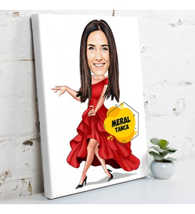 Flamenko Kadın Karikatürlü Kanvas Tablo