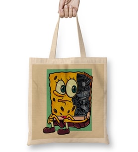 Mecha Sponge Süngerbob Bez Çanta Uzun Saplı