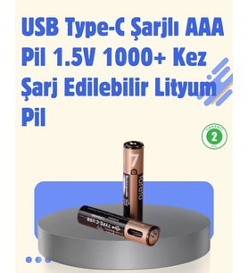 Usb Type-c Şarjlı Aaa Lityum Pil  1.5v Sabit Voltaj, 1000+ Şarj Döngüsü İle Uzun Ömür