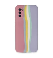 Samsung Galaxy A03s Kılıf Ebruli Lansman Silikon - Pembe-lila