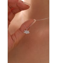 Gümüş Lotus Çiçeği Kolye 925 Ayar Gümüş Kolye