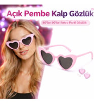 Northcity Pembe Retro Kalp Gözlük – 80’ler 90’lar Parti Gözlüğü