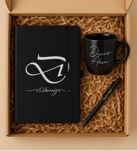 BK Gift Kişiye Özel İsimli Siyah Defter, Mat Roller Kalem, Siyah Seramik Kupa Hediye Seti-1, Sevgiliye Hediye, Arkadaşa Hediye, Öğretmene Hediye