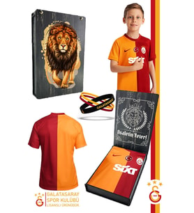 Galatasaray Orijinal 23-24 Sezonu Sarı Kırmızı Parçalı Çocuk Forma +Bileklik Set (Sarı-Kırmızı)