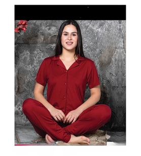 Charme Kadın Milan Gömlek Yaka Kısa Kol Pijama Takımı P300/223- 1 Adet (Kırmızı)