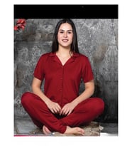 Charme Kadın Milan Gömlek Yaka Kısa Kol Pijama Takımı P300/223- 1 Adet (Kırmızı)