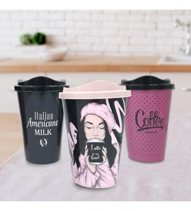 Durukar® 3 Adet Kahve Bardağı Seti Dekoratif Plastik Kahve Muhafaza Bardağı