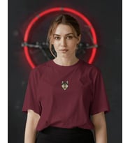 Husky Köpek Baskılı Unisex Oversize Tişört – Minimal Husky Tasarım (Bordo)