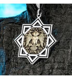 Selçuklu Yıldızı İçerisi Çift Başlı Kartal Gümüş Kolye