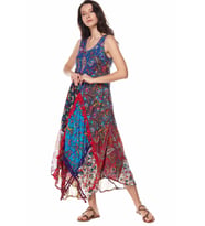 Şile Bezi Turkuaz Patchwork Elbise
