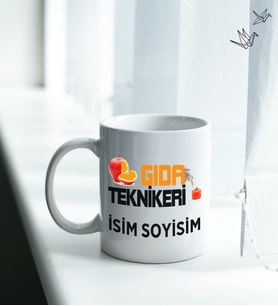 Kişiye Özel İsim ve Fotoğraf Baskılı Gıda Teknikeri Temalı Kupa Bardak No:002