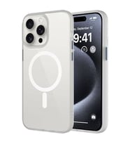 Coverzone ?Phone 15 Pro ile Uyumlu Sert PC Arka Y�zey Wireless ?arj �zellikli Buzlu Saydam ZF Kapak