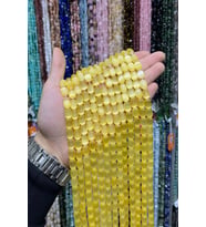 Selenit Taşı Kapsül Kesim Sarı 8x12mm Doğal Taş Dizi
