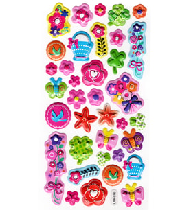 Sticker Kabartmalı Stiker Defter, Planlayıcı Etiket (limlra-016) - 17X9 cm - Çiçek