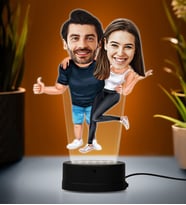 Doğum Günü Hediyesi,Sevgiliye Hediye, Kişiye Özel Fotoğraflı En Tatlı Çift Karikatür 3D Led Lamba (Beyaz)