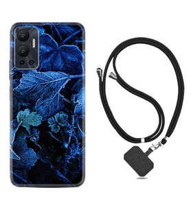 Infınix Hot 12 Kılıf Silikon Boyun Askılı İpli Desenli Silikon Blue Foid 1628